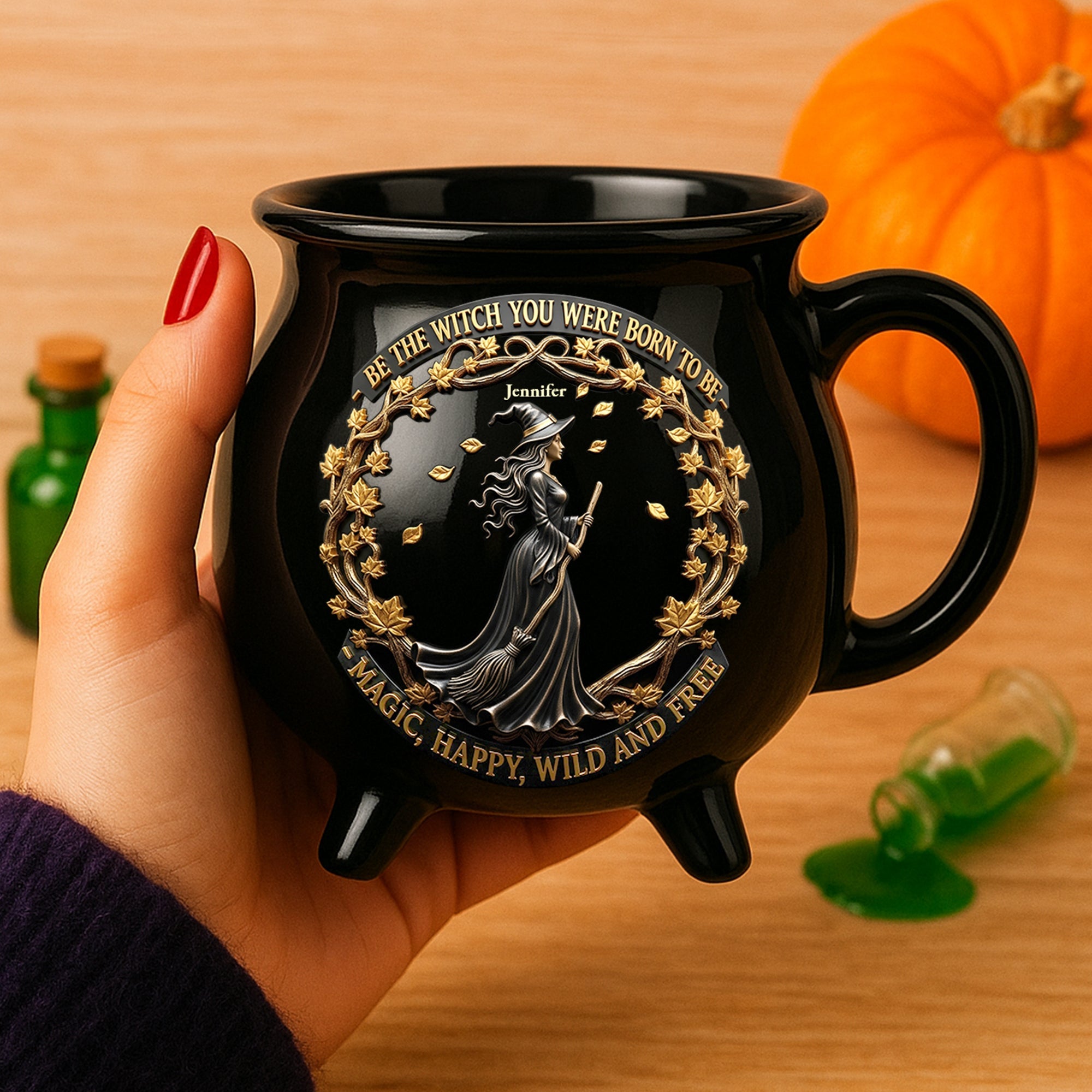 “Be the Witch You Were Born to Be” – Wild & Free Halloween Cauldron Mug - Personalized Gift for Fantasy Lovers Cauldron Mug PopCulturePrints