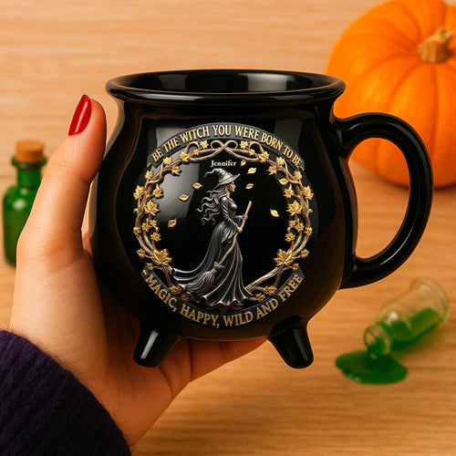 “Be the Witch You Were Born to Be” – Wild & Free Halloween Cauldron Mug - Personalized Gift for Fantasy Lovers Cauldron Mug PopCulturePrints