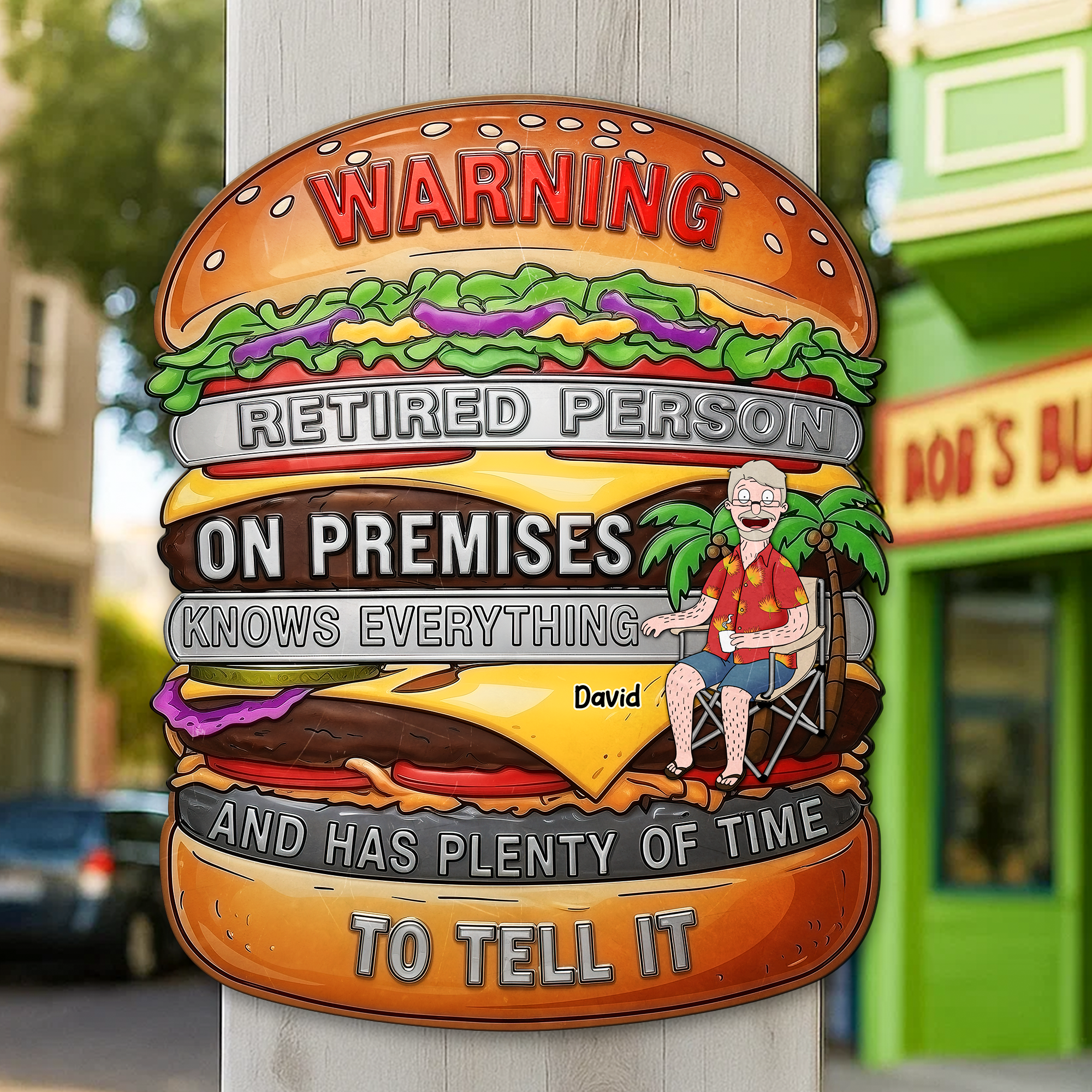 Warning: Retired Person On Premises - Personalized Metal Sign Metal Signs PopCulturePrints