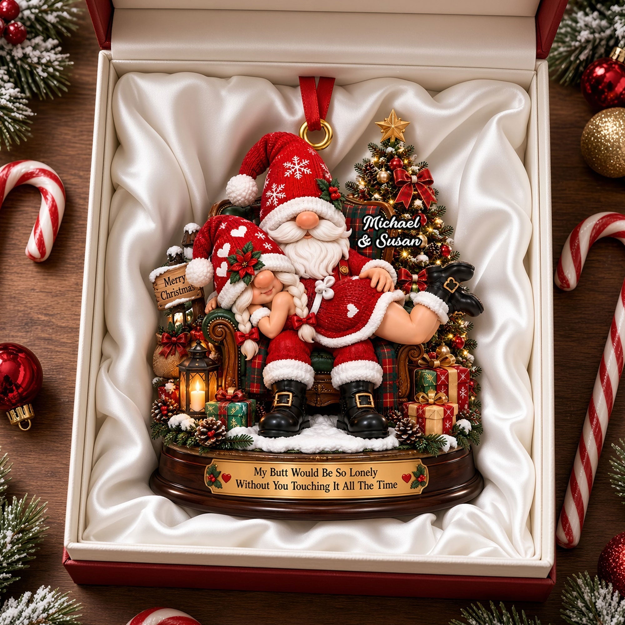 My Butt Would Be So Lonely - Personalized Christmas Ornament for Couples