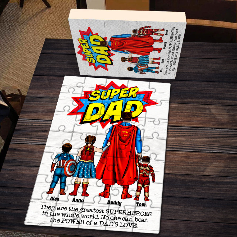 Super Dad Personalized Jigsaw Puzzle - Custom Father's Day Gift Jigsaw Puzzles PopCulturePrints