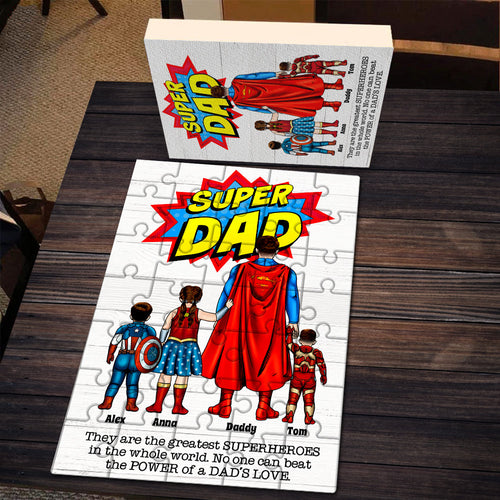 Super Dad Personalized Jigsaw Puzzle - Custom Father's Day Gift Jigsaw Puzzles PopCulturePrints