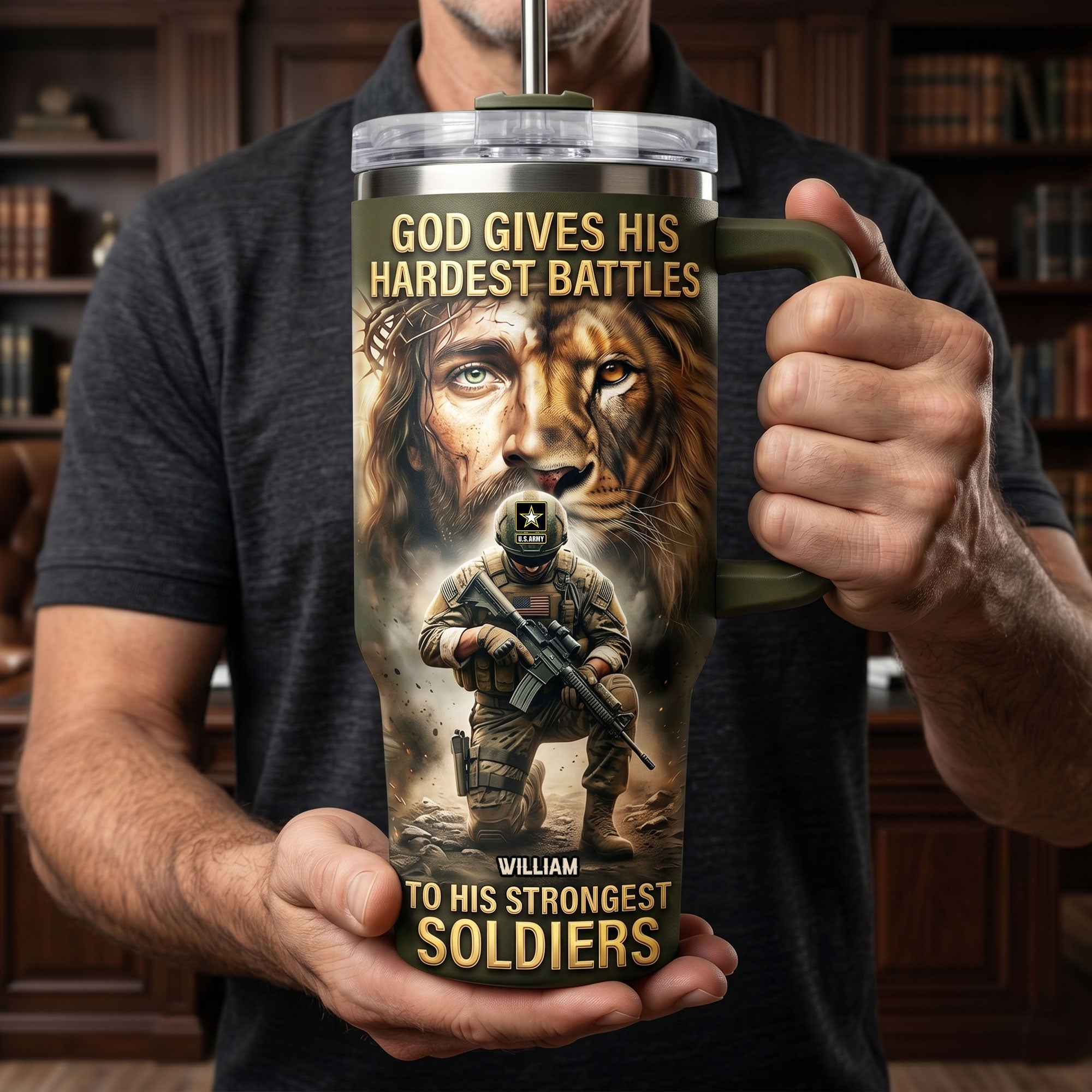 God Gives His Hardest Battles - Strong Christian Warrior Tumbler | Personalized Gift for Veterans