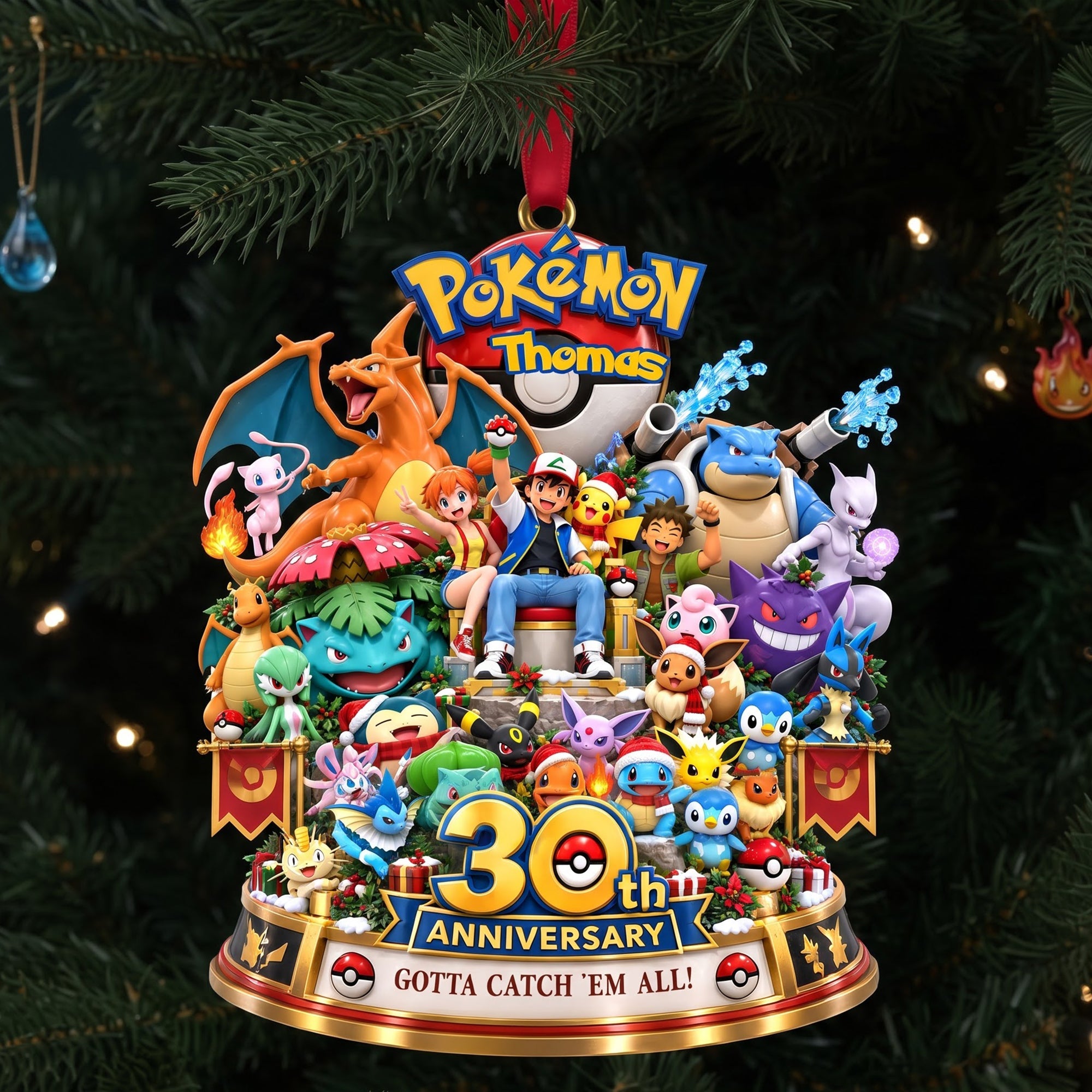 30th Anniversary Adventure Christmas Ornament - A Timeless Personalized Gift for Pokémon Lovers