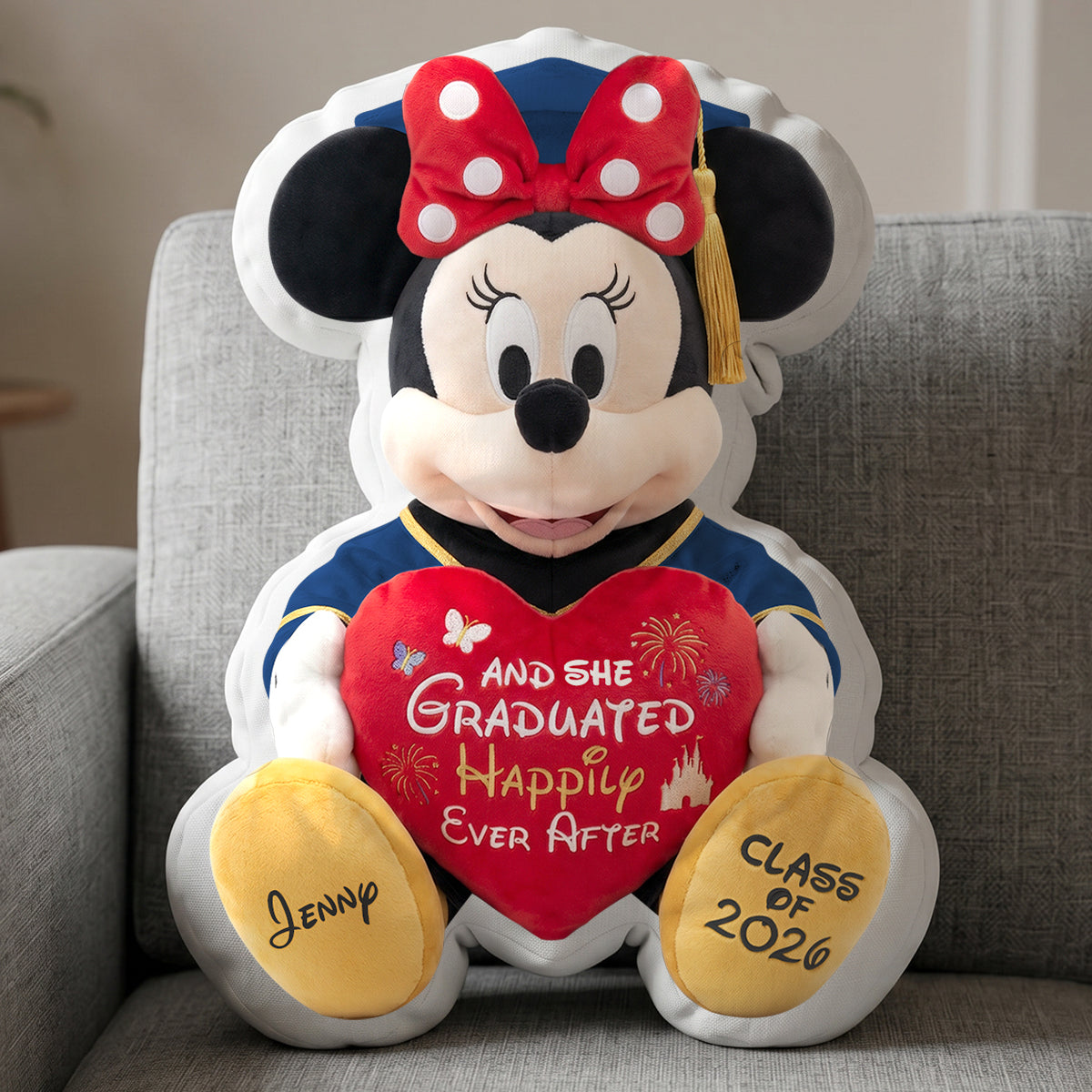 Celebrate Graduation with Love - Cute Mouse Graduation Pillow - Personalized Gift for Graduates Pillow PopCulturePrints