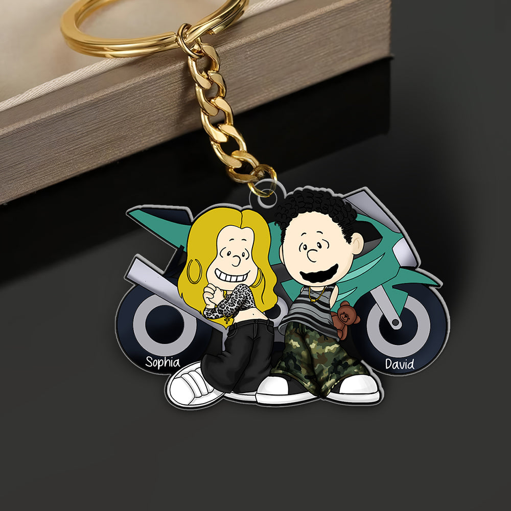 Custom Motorcycle Couple Keychain - Personalized Valentine's Day Gifts for Adventurers Keychains PopCulturePrints