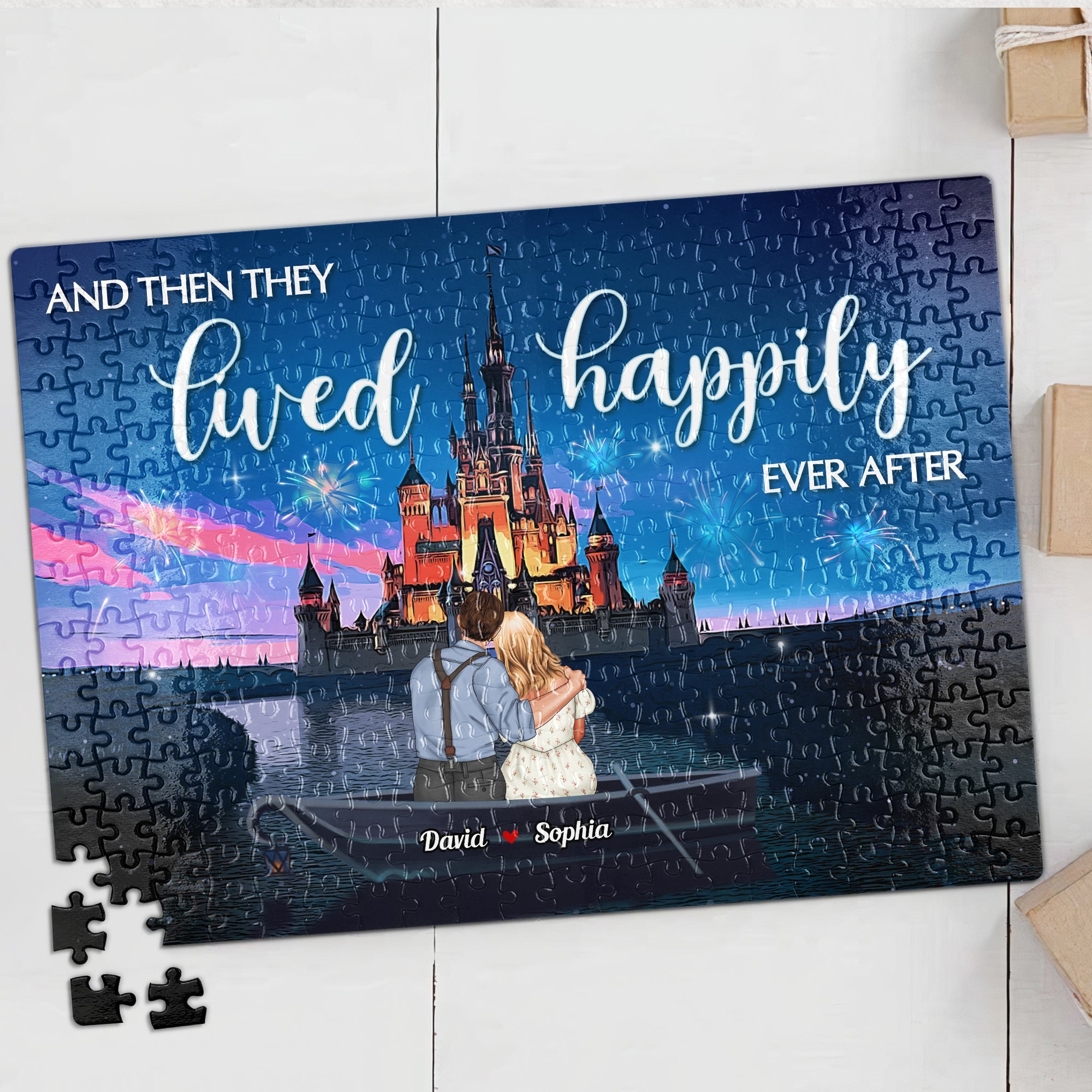 Personalized Romantic Jigsaw Puzzle for Couples - Happily Ever After | Valentine's Day Gifts Wood Sign PopCulturePrints