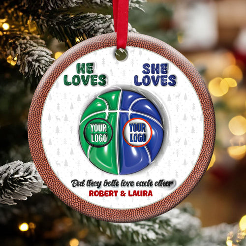 Personalized Basketball Ornament for Couples - Valentine's Day Gifts - Holiday Gift Ornament PopCulturePrints