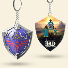 Load image into Gallery viewer, Legend of Dad Personalized Shield Keychain Keychains PopCulturePrints
