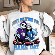 Load image into Gallery viewer, Personalized Couple Football Lover Shirts - Just Waiting for Game Day
