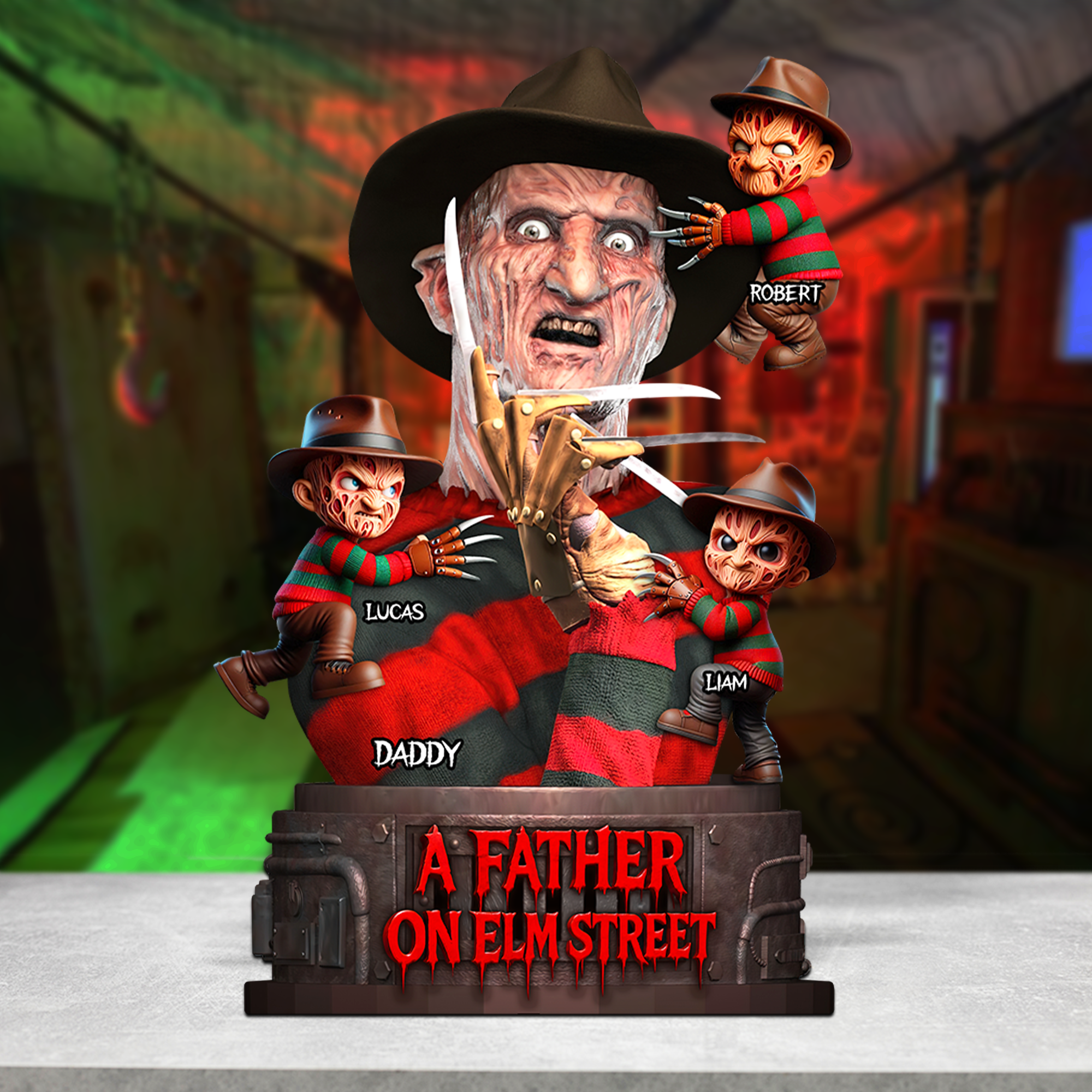 "A Father on Elm Street" - Personalized Horror Dad Acrylic Plaque - Perfect Gift for Dads and Grandpas Shaped Plaques PopCulturePrints