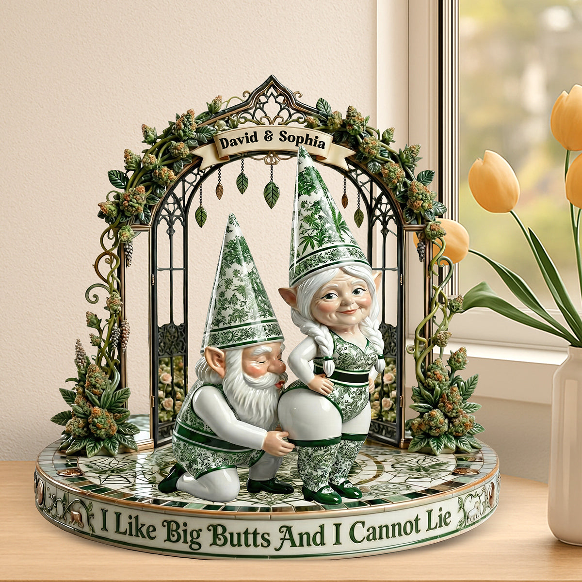I Like Big Butts And I Cannot Lie - Funny Gnome Couple Acrylic Plaque | Personalized Gifts for Couples Shaped Plaques PopCulturePrints