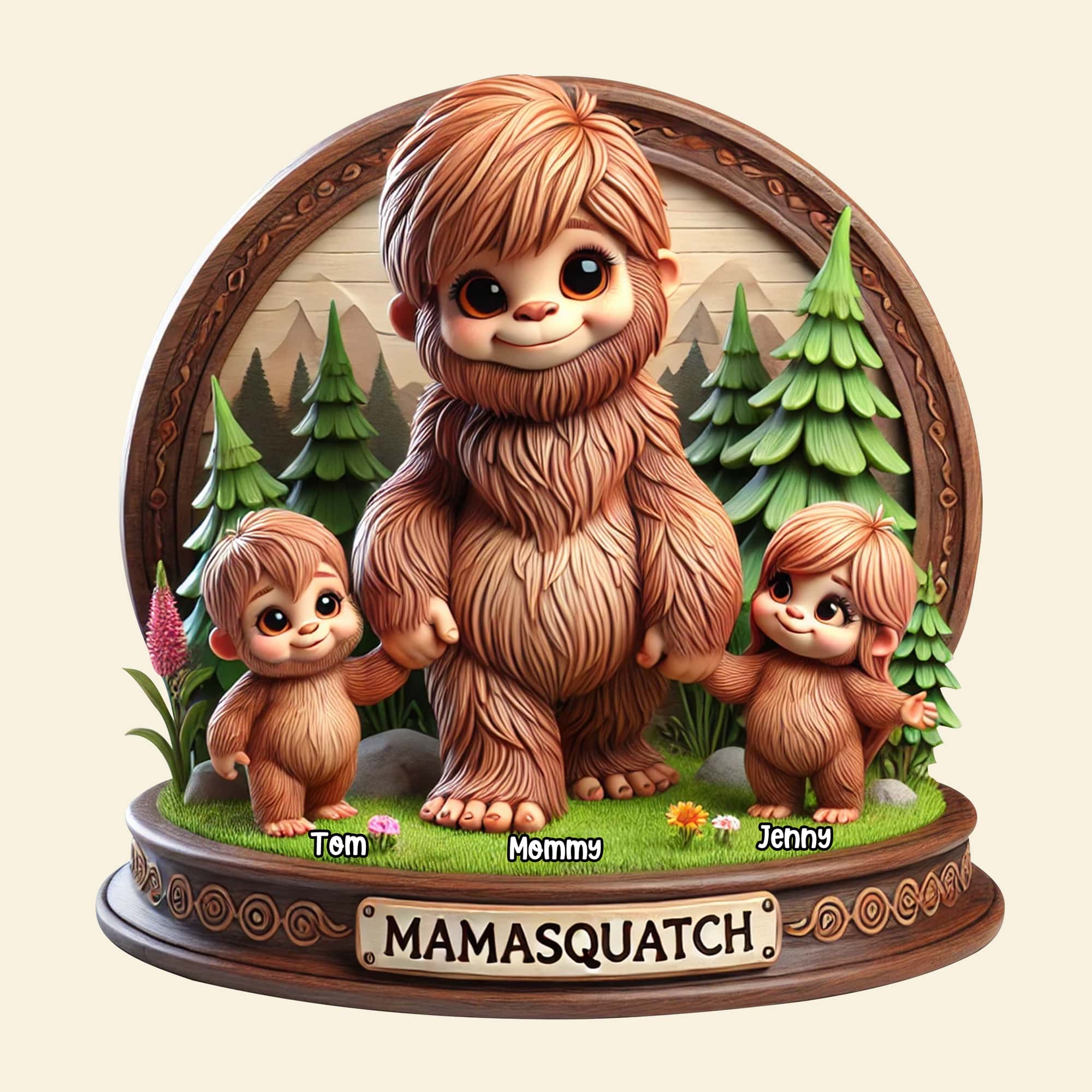 "Every Mama Needs a Mamasquatch!" - Personalized Gift for Mom - Perfect for Mother's Day, Grandma and Family Shaped Plaques PopCulturePrints