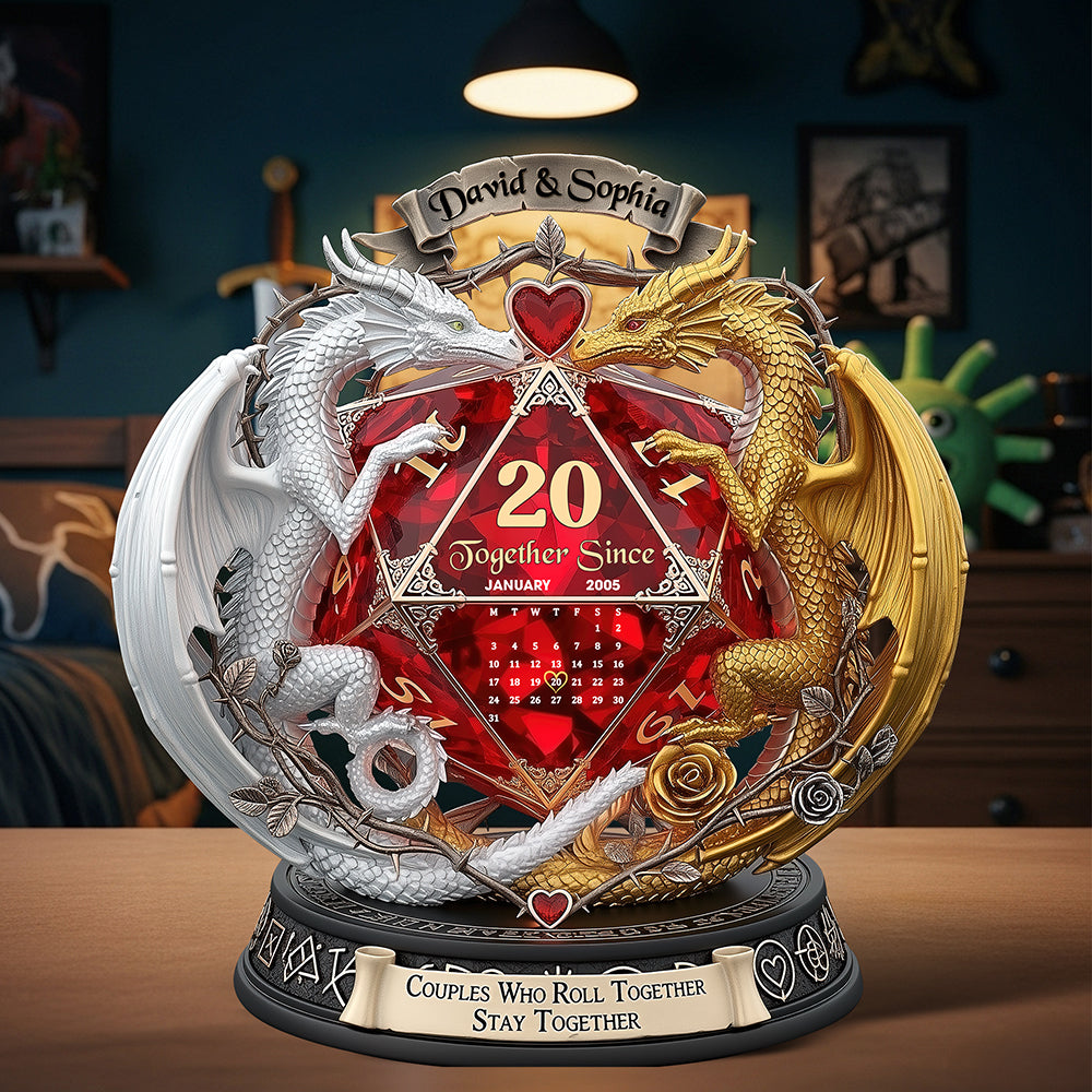 “Couples Who Roll Together Stay Together” - Fantasy Role-playing Game Fan Acrylic Plaque - Personalized Gift for Gamers and Couples Shaped Plaques PopCulturePrints