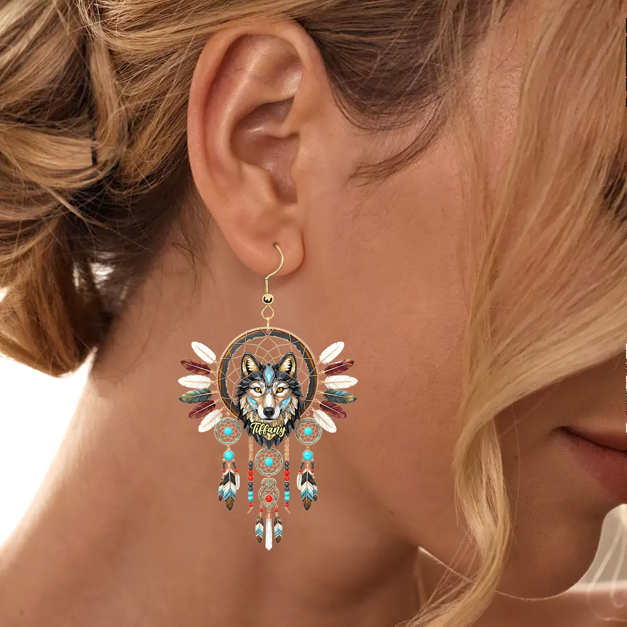 "Embrace Your Spirit" - Unique Native American Earrings - Personalized Gift for Her Earrings PopCulturePrints