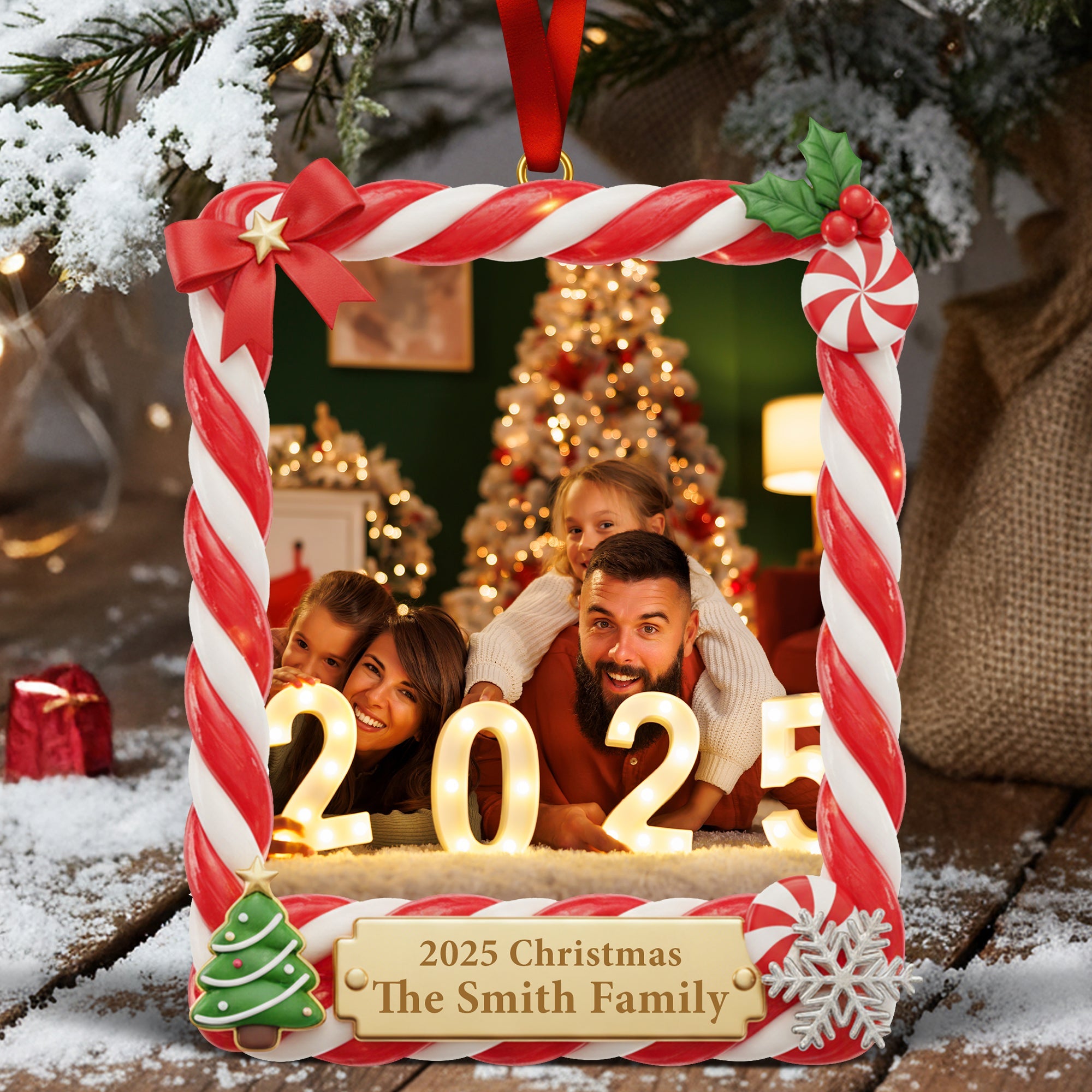 Christmas Picture Frame Acrylic Ornament - Custom Photo Gifts For Family 01HYQN071125 Ornament PopCulturePrints