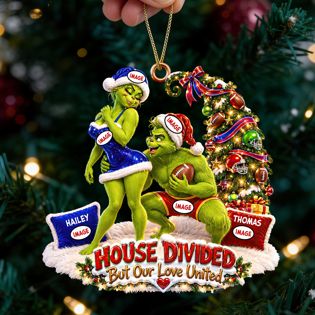 “House Divided But Our Love United” - Sport Lover Christmas Couple Ornament - Personalized Gifts for Couples Ornament PopCulturePrints