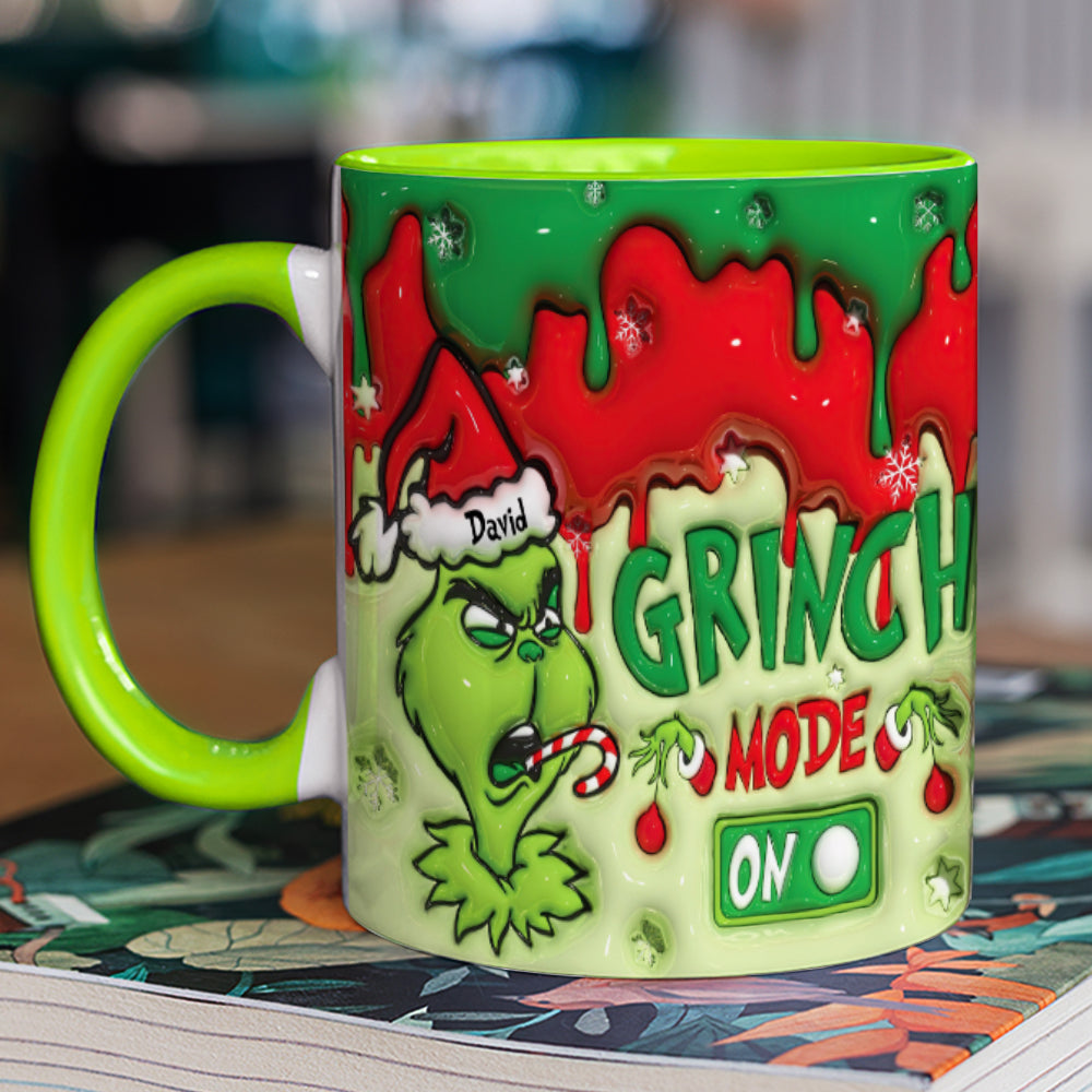 Personalized Grinch Mode On Christmas Mug - Custom Holiday Coffee Cup