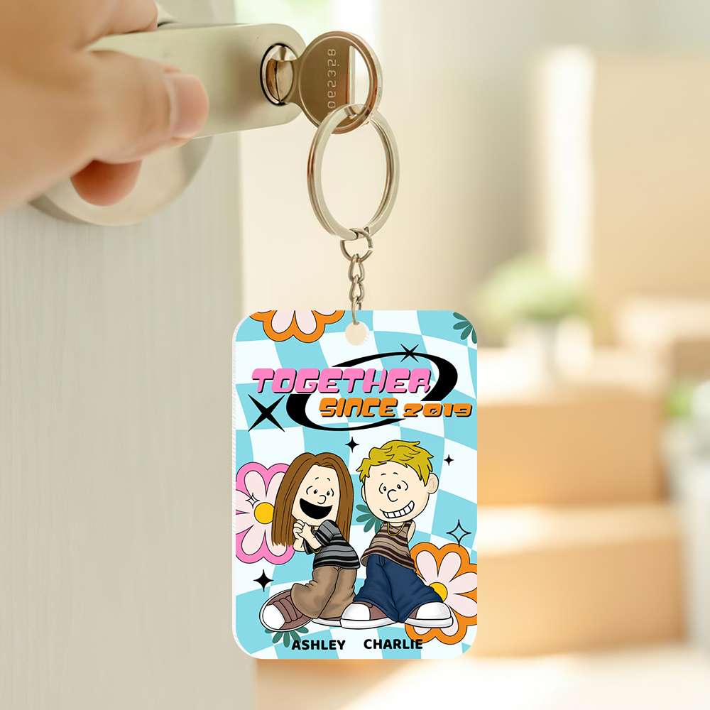 Personalized Couple Keychain - Together Since 2019 Keychains PopCulturePrints