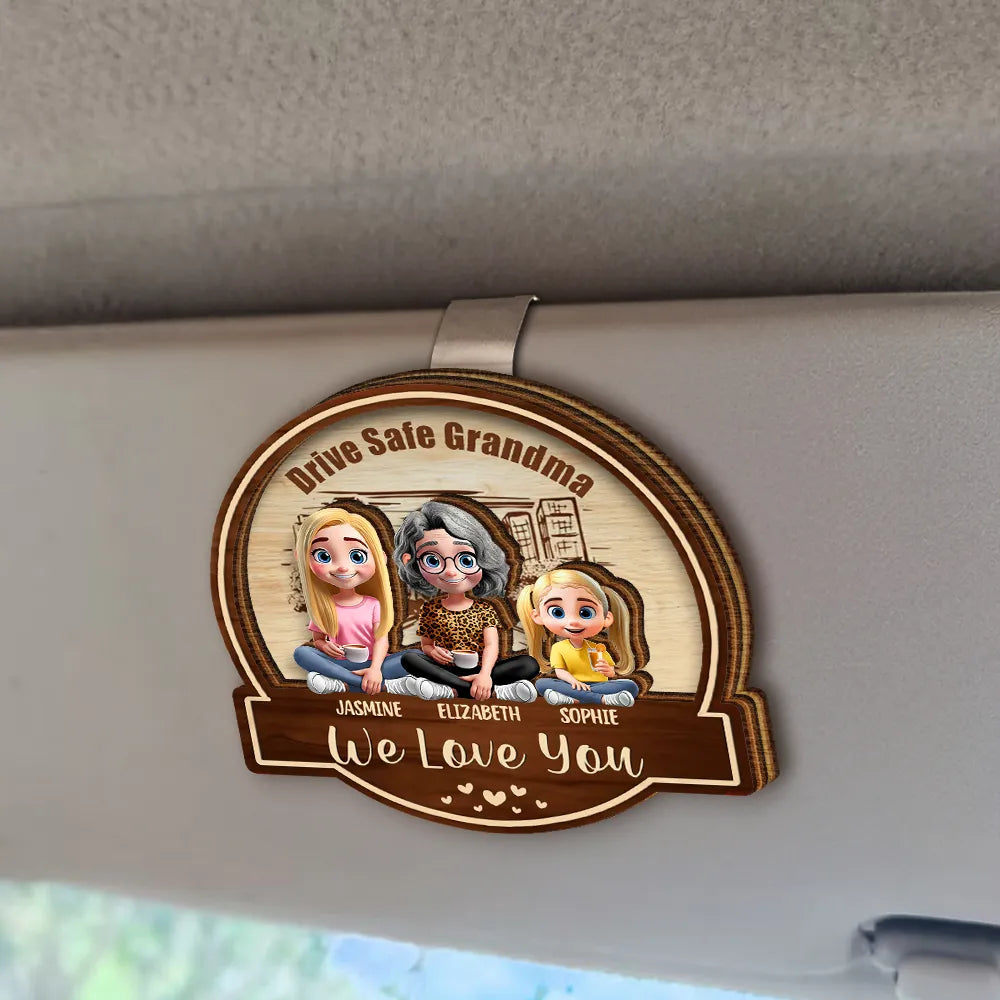 Drive Safe Daddy, We Love You - Personalized Custom Car Visor Clip Gift for Dad, Mom & Grandma Car Visor Clip PopCulturePrints