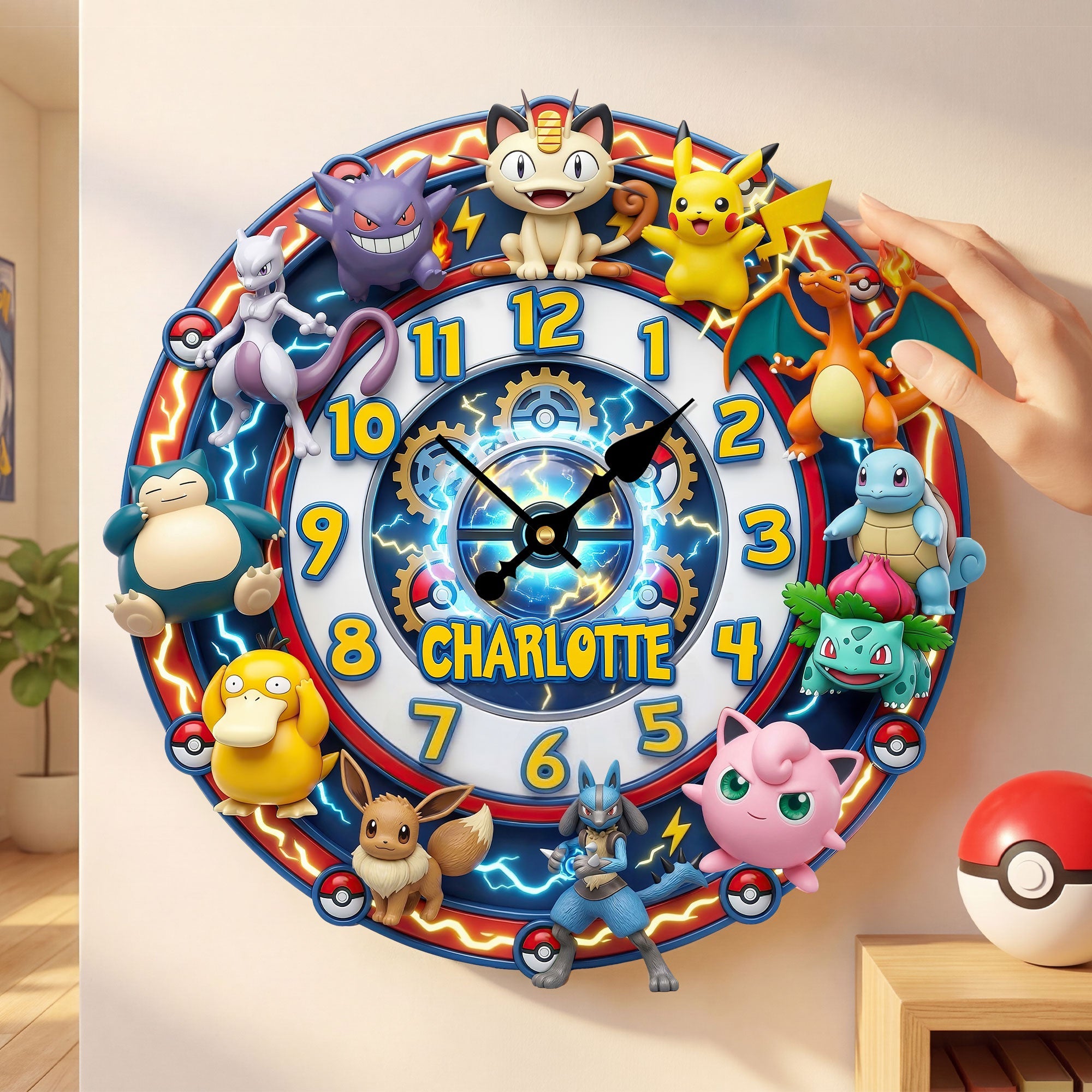 “Time Flies with Pokémon!” - Adventure Hanging Wall Clock, Personalized Gift for Fans of All Ages Hanging Wall Clock PopCulturePrints