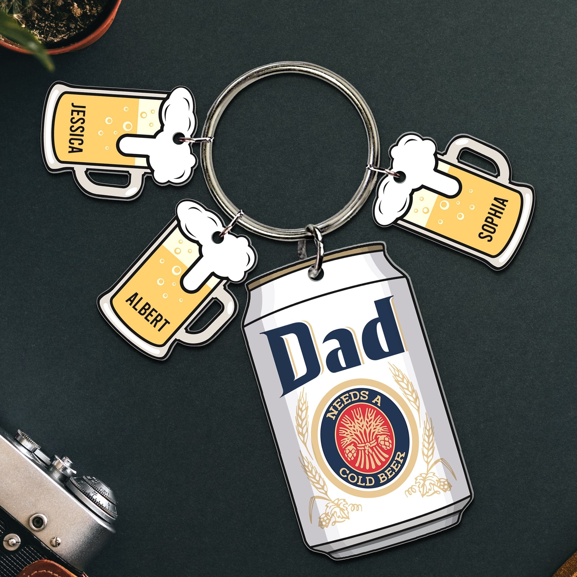 Custom Beer Charm Keychain with Personalization for Dad Keychains PopCulturePrints