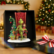 Load image into Gallery viewer, “Celebrate the Grinch Spirit!” - Funny Green Monster Christmas Ornament - Custom Photo Gifts for Kids Ornament PopCulturePrints
