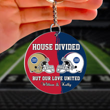 Load image into Gallery viewer, Personalized House Divided Football Keychain | Unique Couple Gift | Valentine&#39;s Day Gifts Keychains PopCulturePrints
