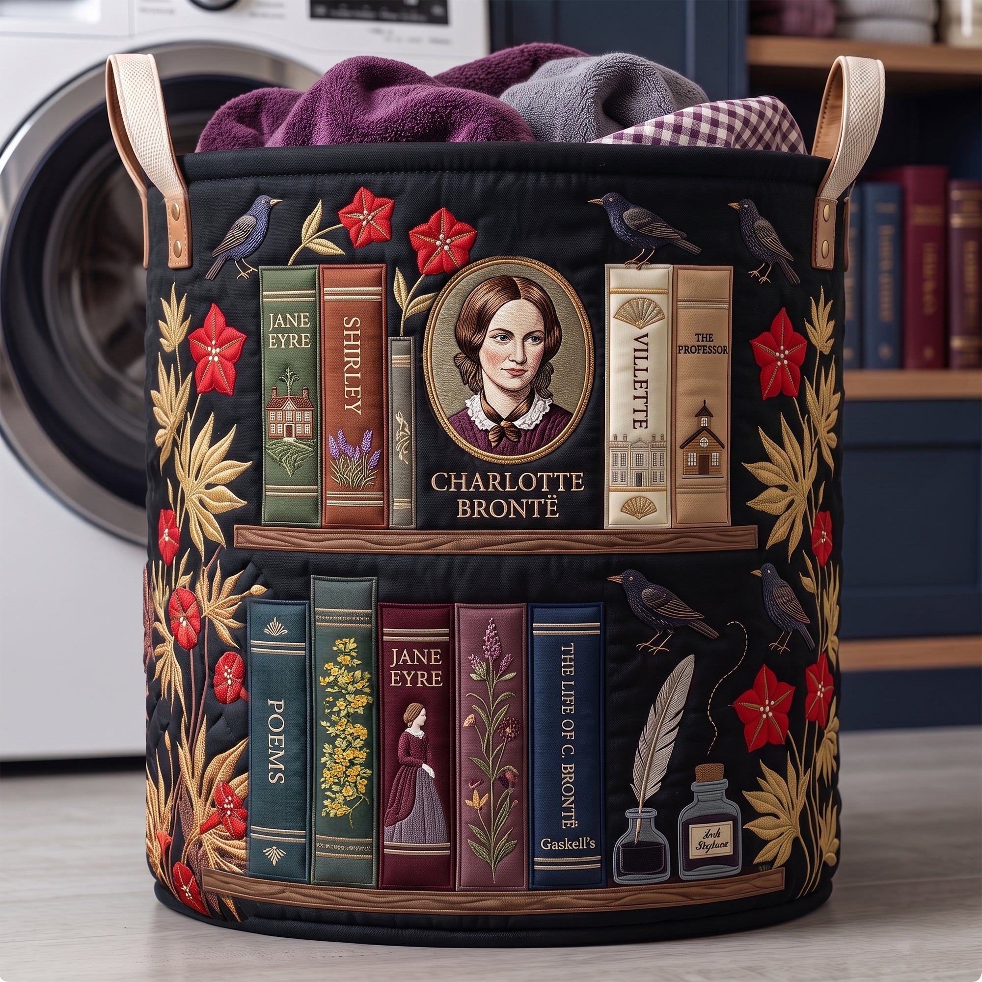 Victorian Literature Collection Quilted Laundry Basket - Personalized Gifts For Book Lovers 04qhlu130726 Laundry Basket PopCulturePrints