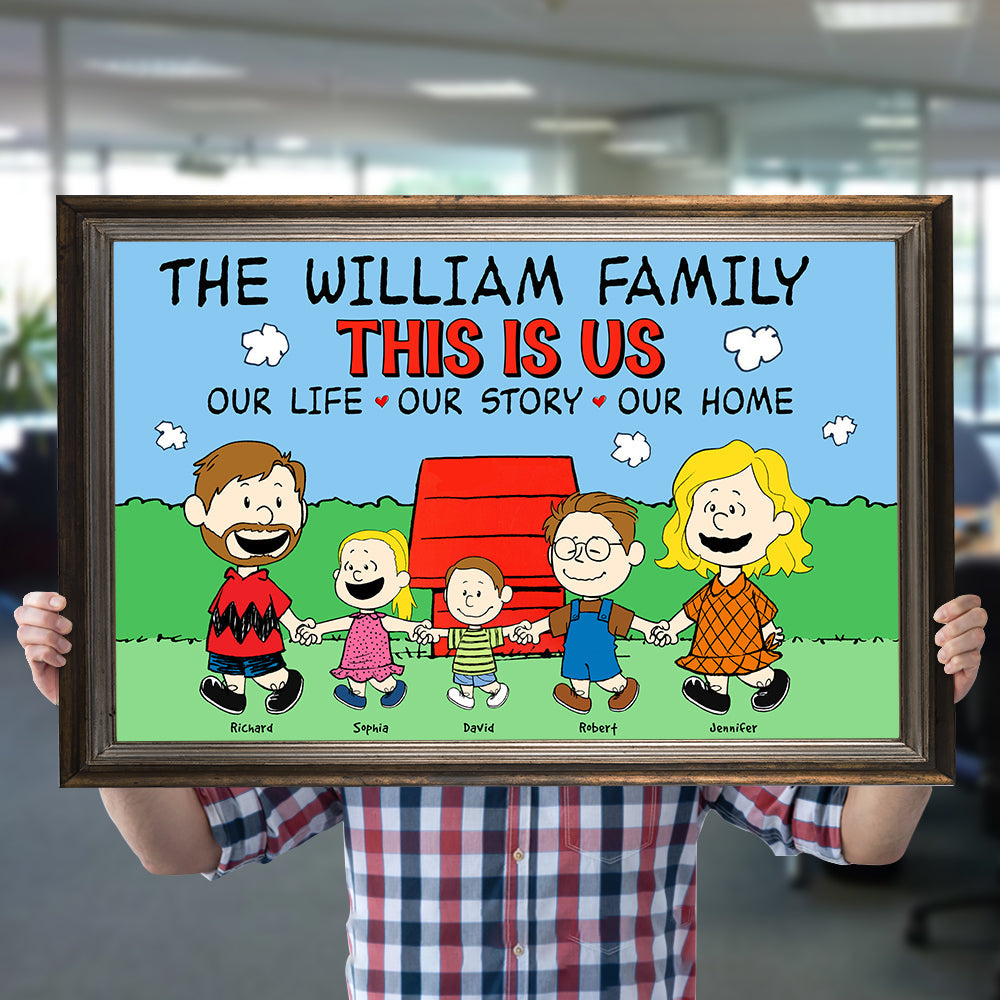 Personalized Peanuts Family Canvas Print - Hold Hands Together