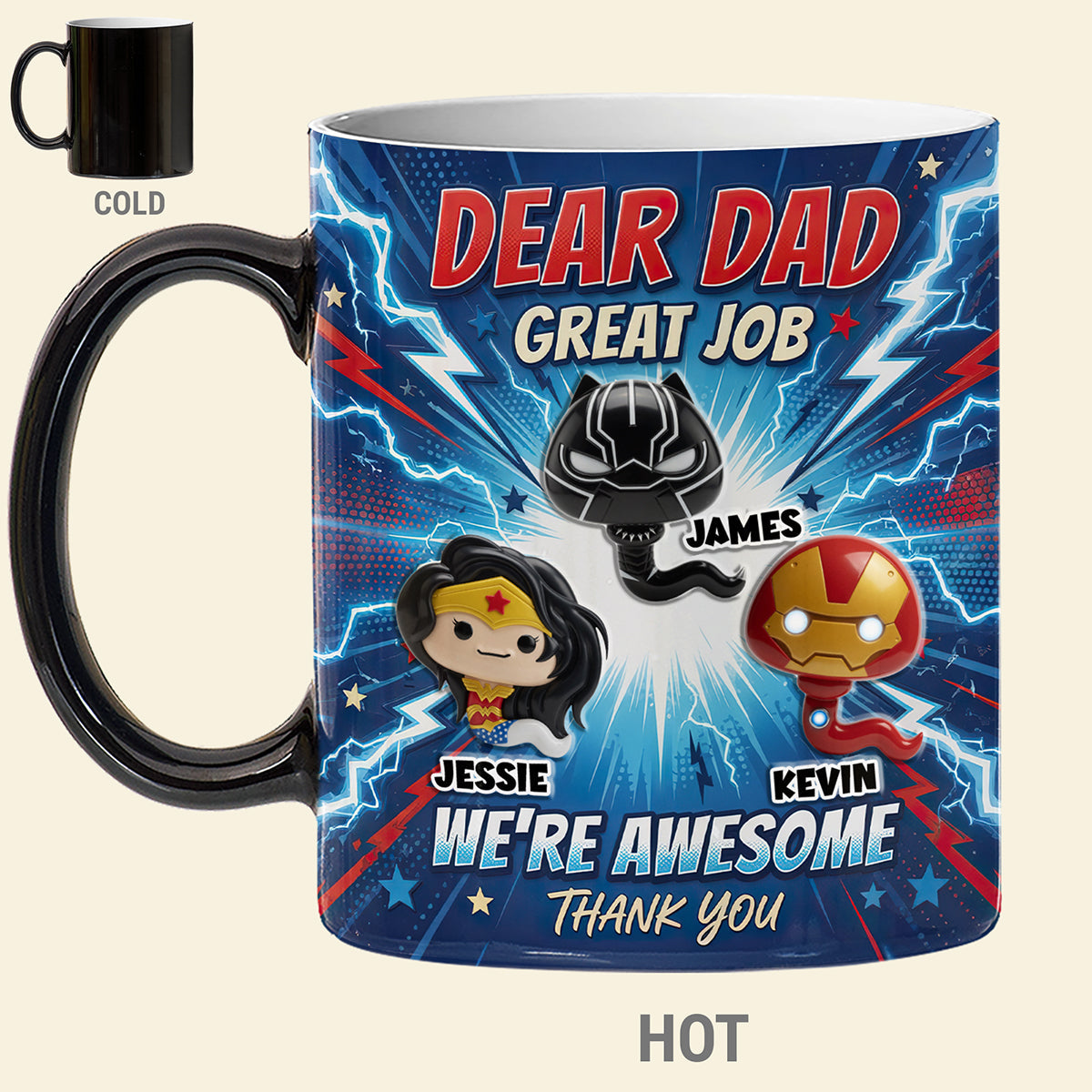 Dear Dad, Great Job! - Powerful Dad Magic Coffee Mug - Personalized Gift for Dads & Grandpas Coffee Mug PopCulturePrints