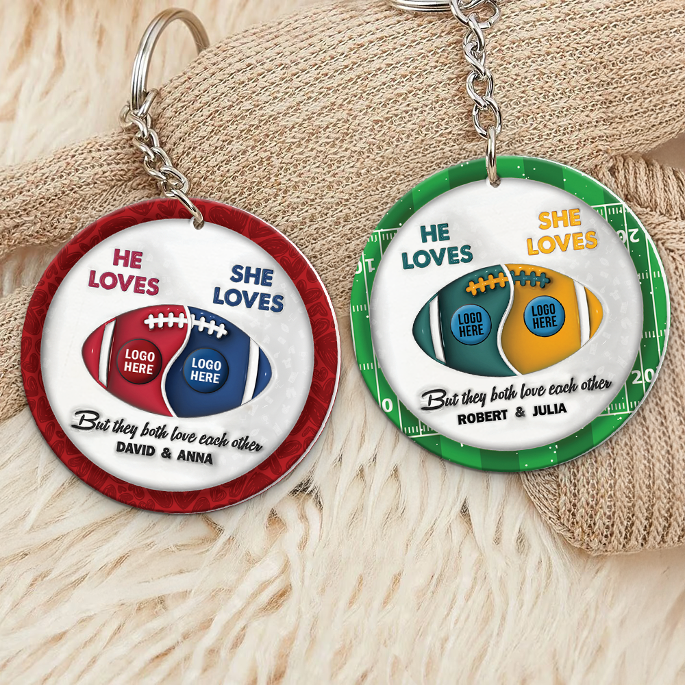 Custom Football Keychain for Couples | Unique Personalized Valentine's Day Gifts Keychains PopCulturePrints