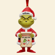 Load image into Gallery viewer, “Naughty List? No Problem!” - Funny Green Monster Acrylic Christmas Ornament - Personalized Gift for Kids Ornament PopCulturePrints
