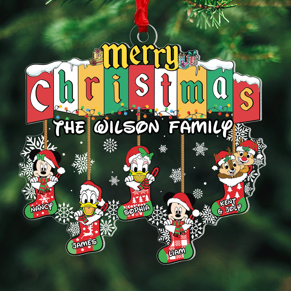 Personalized Family Christmas Ornament - Cute Festive Stockings Ornament PopCulturePrints