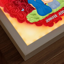 Load image into Gallery viewer, Mother &amp; Daughter Forever Linked Together - Personalized LED Light Flower Shadow Box LED Light Flower Shadow Box PopCulturePrints
