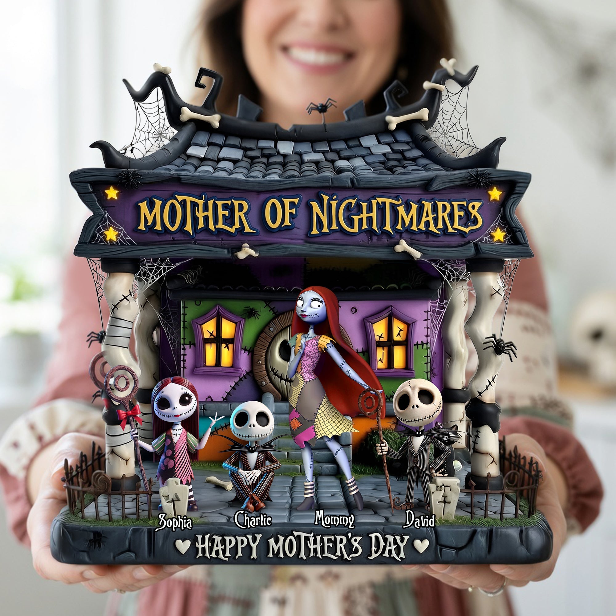 “Celebrate the Spooky Side of Motherhood!” - Custom Spooky Mom And Kids Acrylic Plaque - Unique Gift for Mom, Grandma, and More Shaped Plaques PopCulturePrints