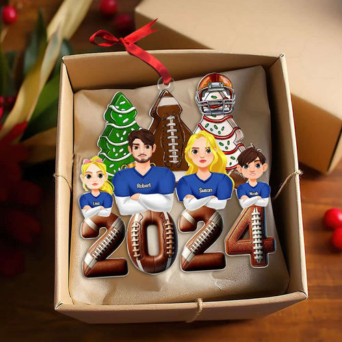 Personalized Football Family Christmas Ornament 2024 Ornament PopCulturePrints