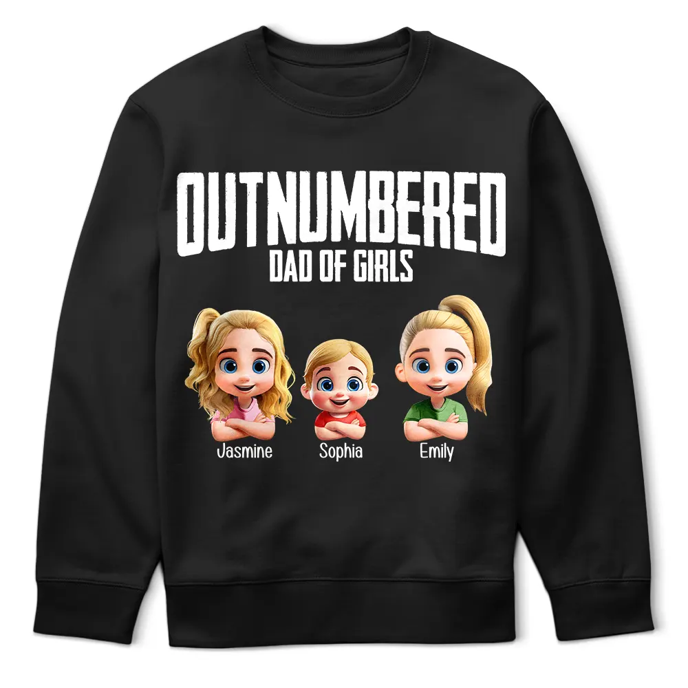 Outnumbered Dad Of Girls - Personalized T-Shirt for Proud Dads T-shirt PopCulturePrints