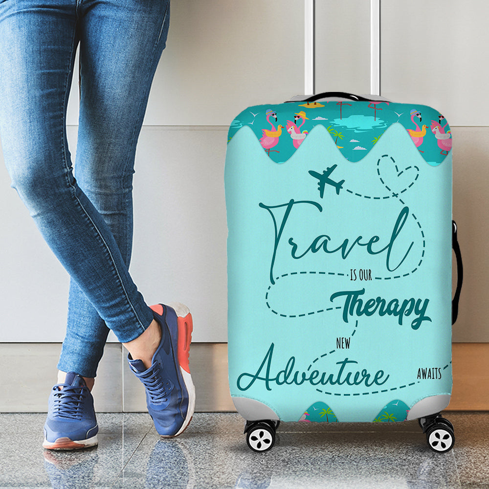 Personalized Travel Therapy Luggage Cover for Couples Luggage Covers PopCulturePrints