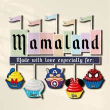 Load image into Gallery viewer, Customizable &#39;Mamaland&#39; Wood Sign for Moms - Personalized Gift Wood Sign PopCulturePrints

