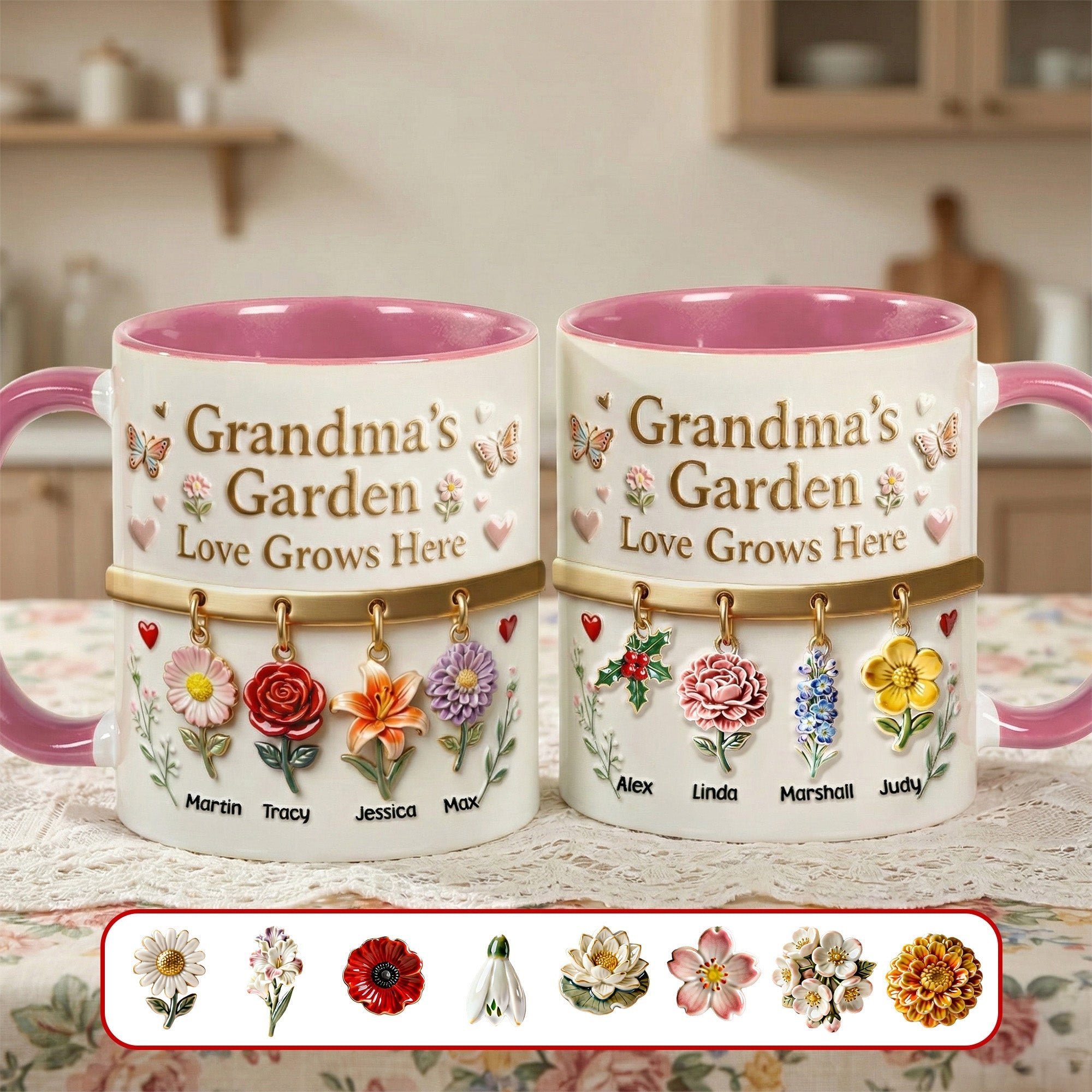 Grandma's Garden Coffee Accent Mug - Personalized Gift for Grandma Coffee Mug PopCulturePrints