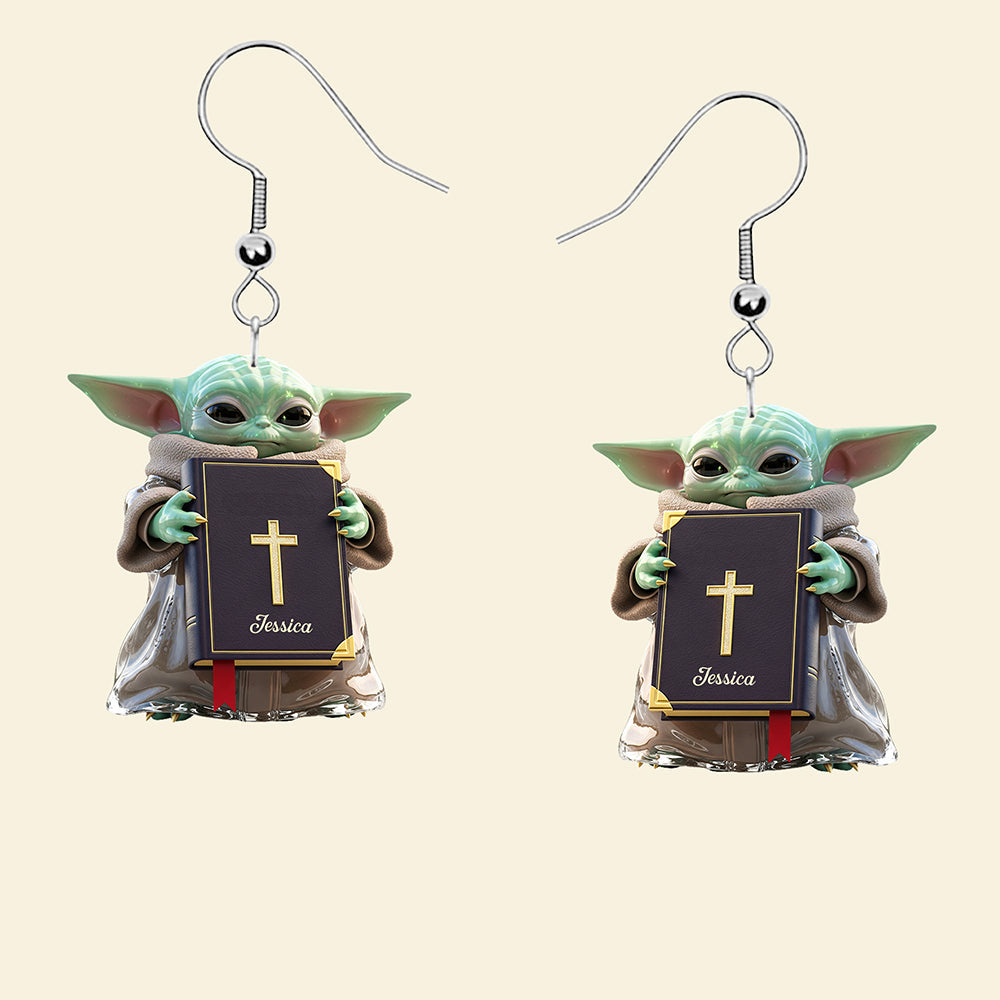 "Celebrate Faith with Style" - Baby Alien Acrylic Earrings, Personalized Gift for Christians Earrings PopCulturePrints