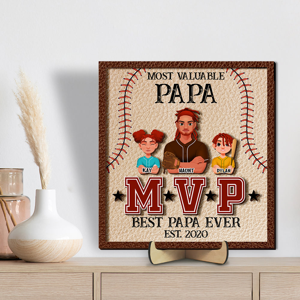 Most Valuable Baseball Dad Personalized Wood Sign Wood Sign PopCulturePrints