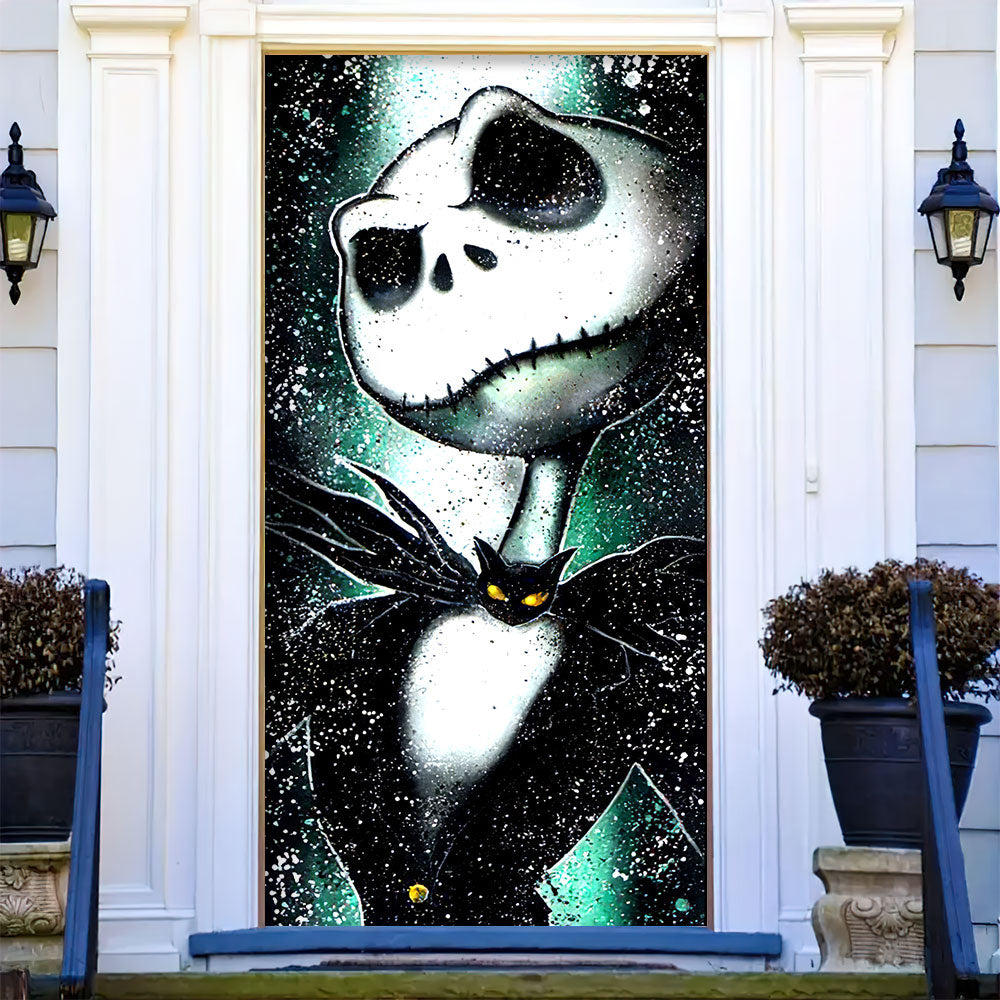 Personalized Christmas Door Cover For Movie Fans - Festive Jack Skellington Design