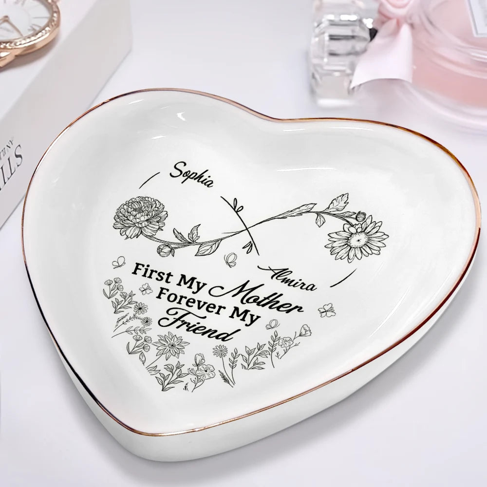 Mother & Daughter: A Bond That Can't Be Broken - Personalized Heart Ring Dish Ring Dish PopCulturePrints