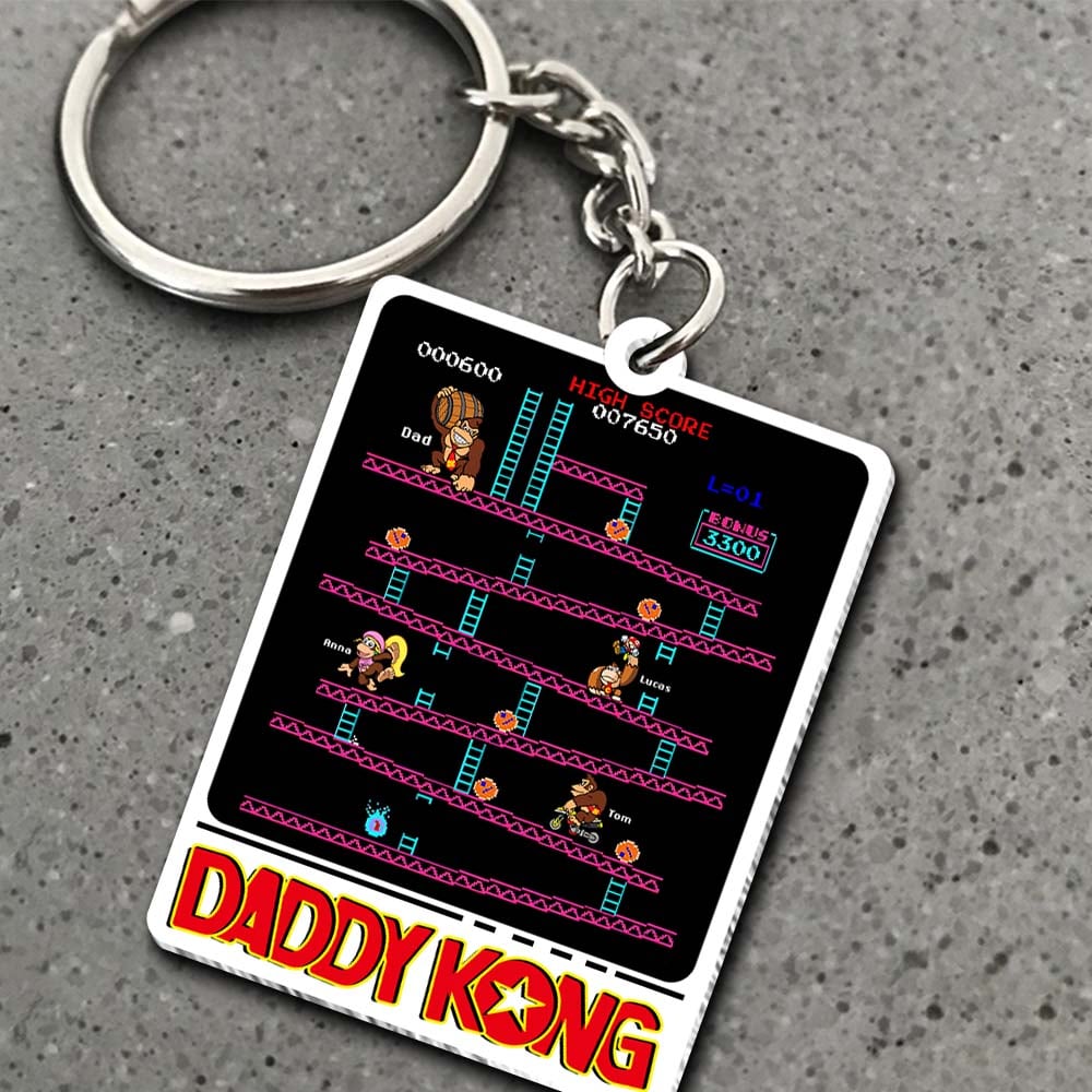 Personalized Retro Gamer Dad Keychain Keychains PopCulturePrints