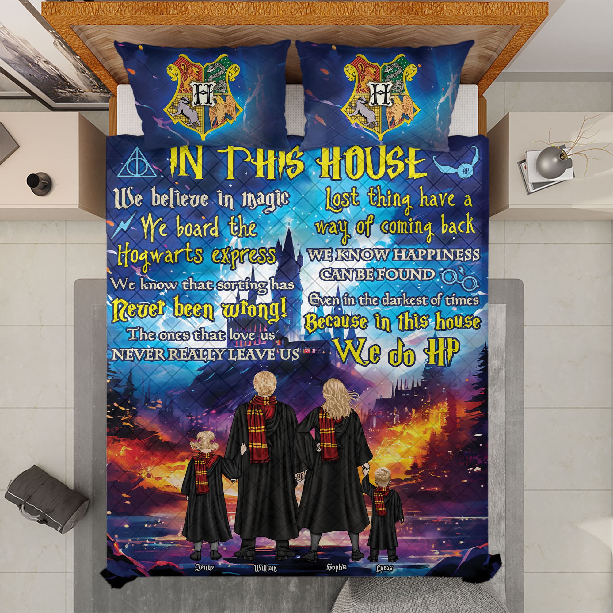 Personalized Harry Potter Family Quilt Bed Set