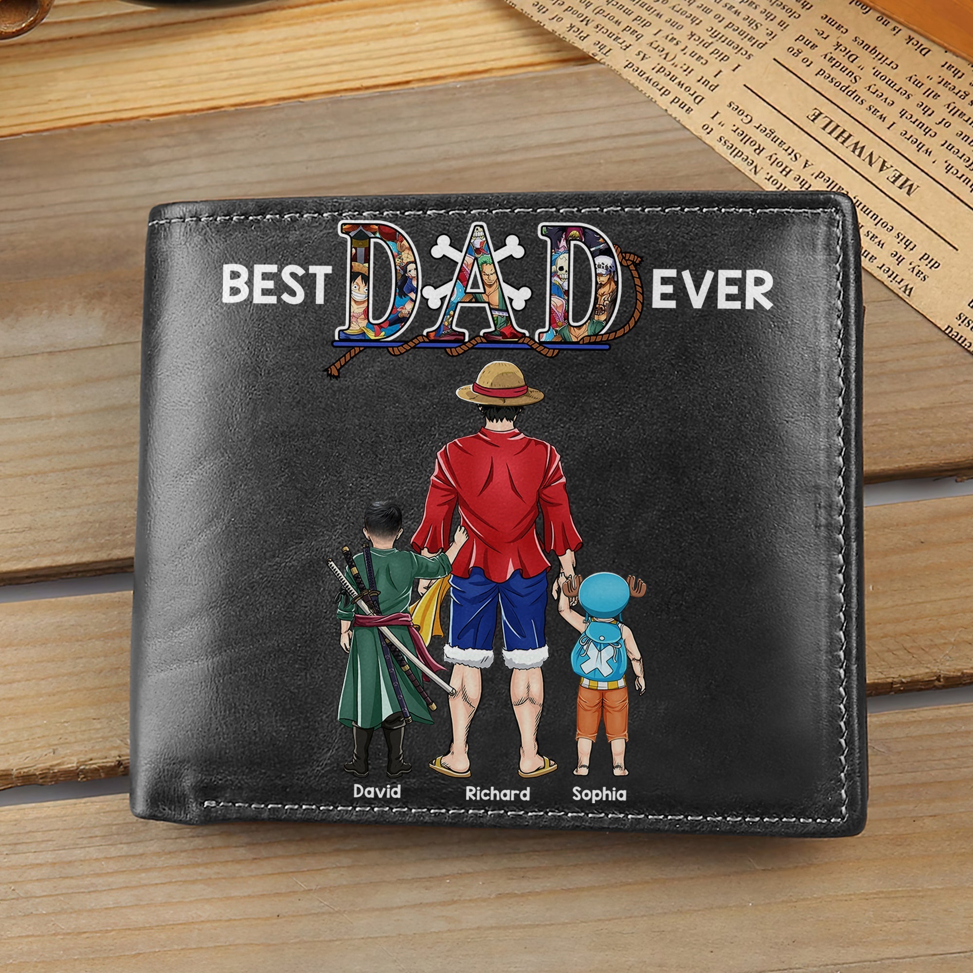 Custom PU Leather Wallet - Best Dad Ever Anime Design Leather Wallet PopCulturePrints