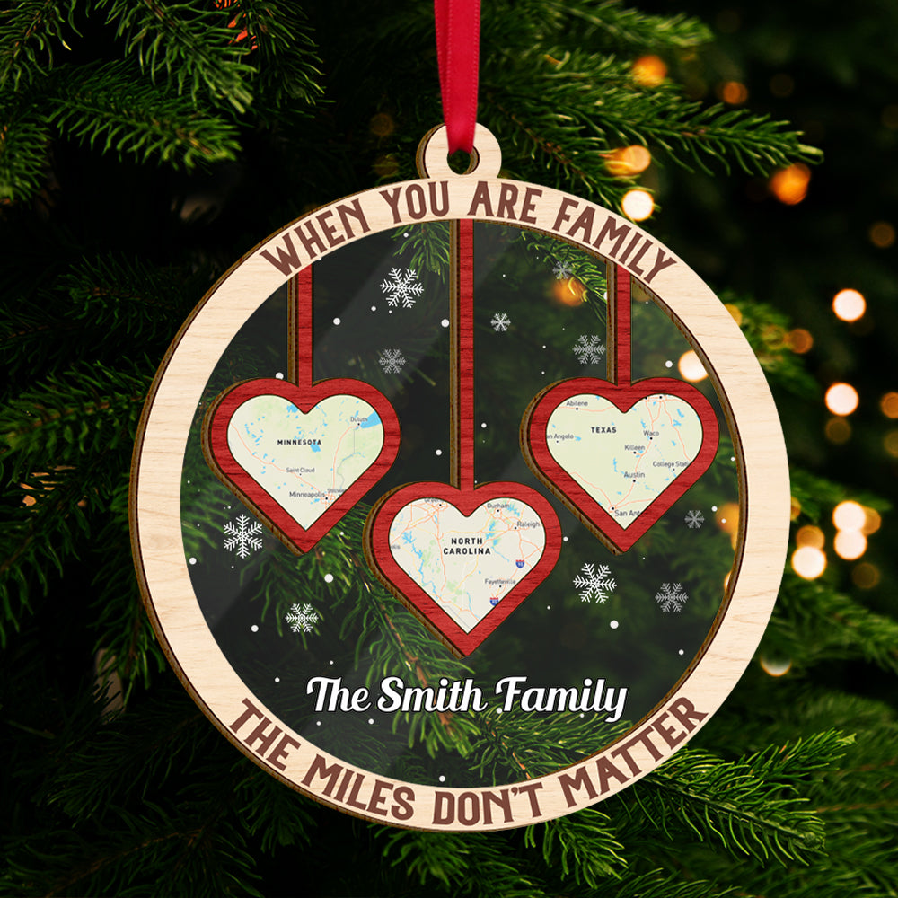 Personalized Family Christmas Ornament - Heart Map Design Ornament PopCulturePrints