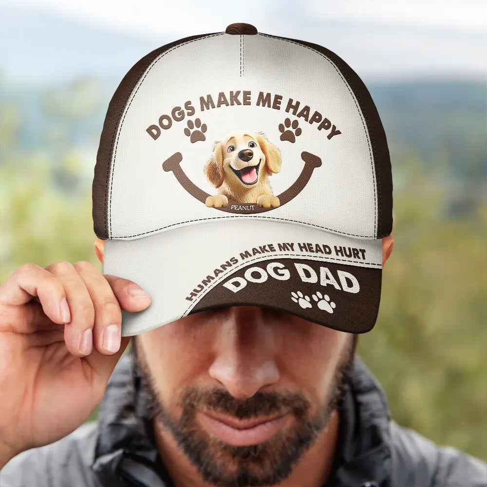 Dogs Make Me Happy - Personalized Classic Cap for Dog Lovers Classic Cap PopCulturePrints